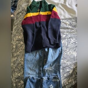 Polo Ralph Lauren Striped Sweater and Distressed Jeans Set